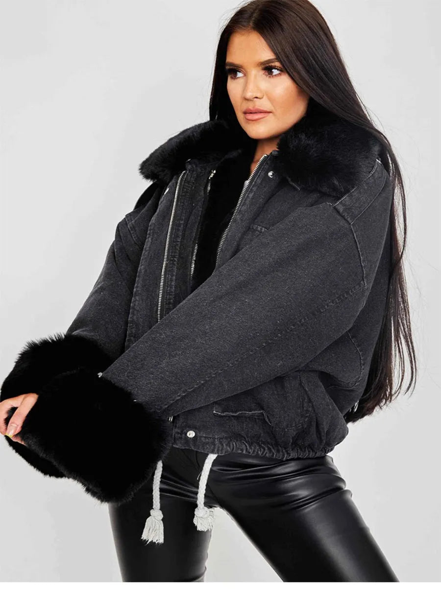 Janak Denim Fur jacket – Shop Low Cost - IG@shoplowcost Sito Ufficiale